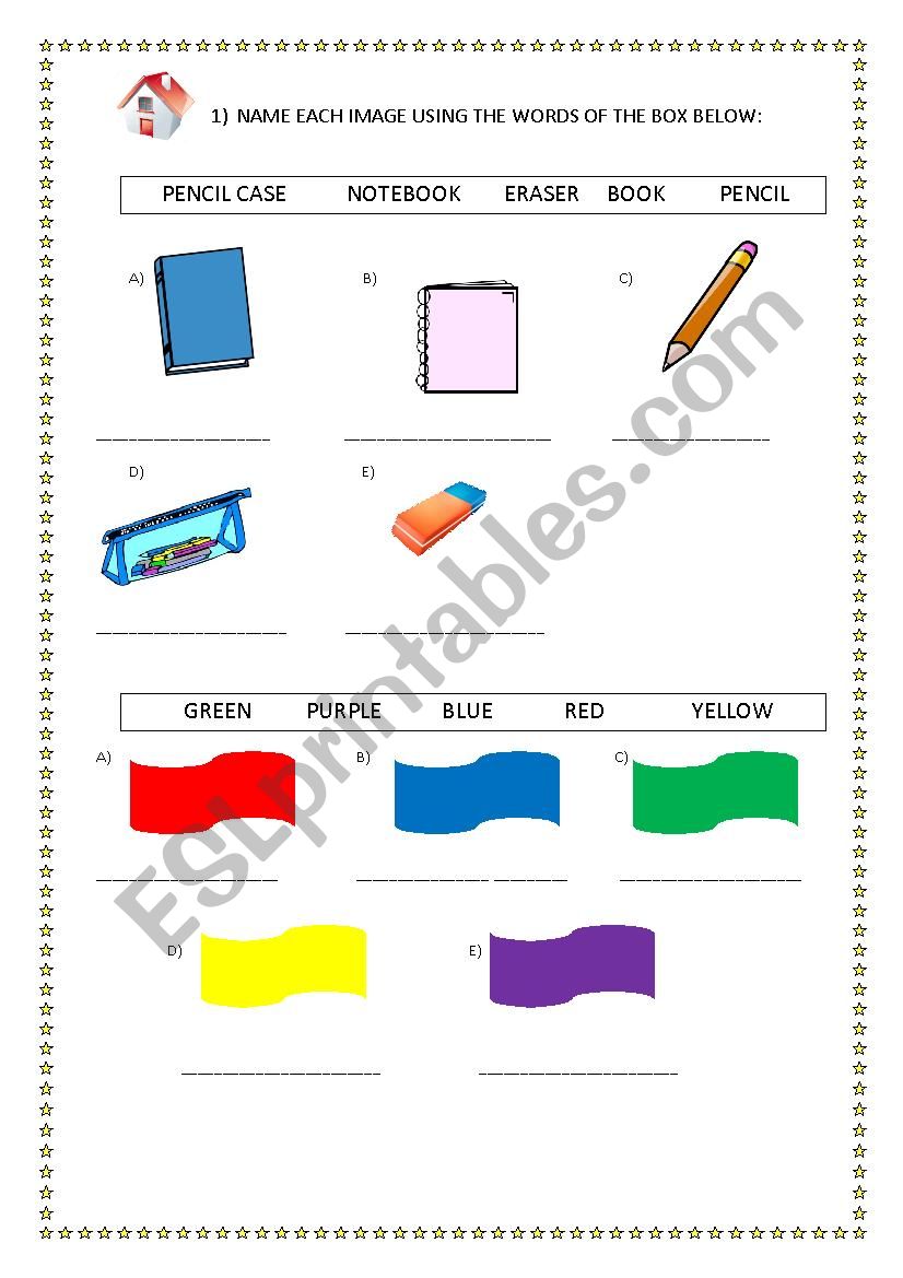 School supplies worksheet