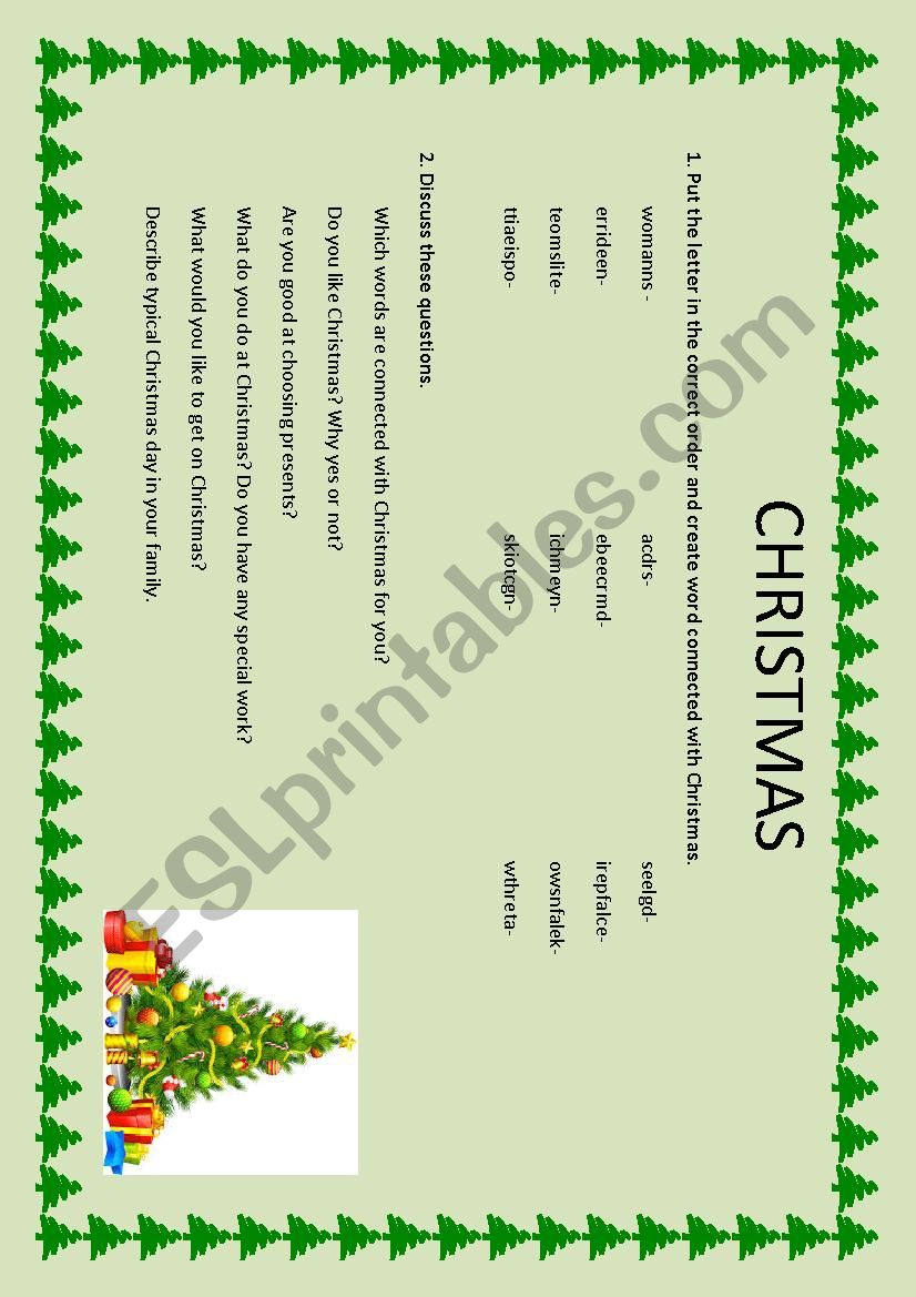 Christmas activity worksheet