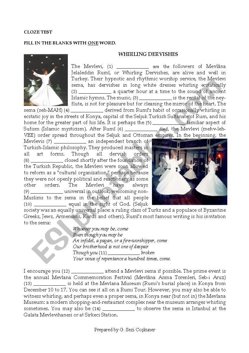 Whirling Dervishes worksheet