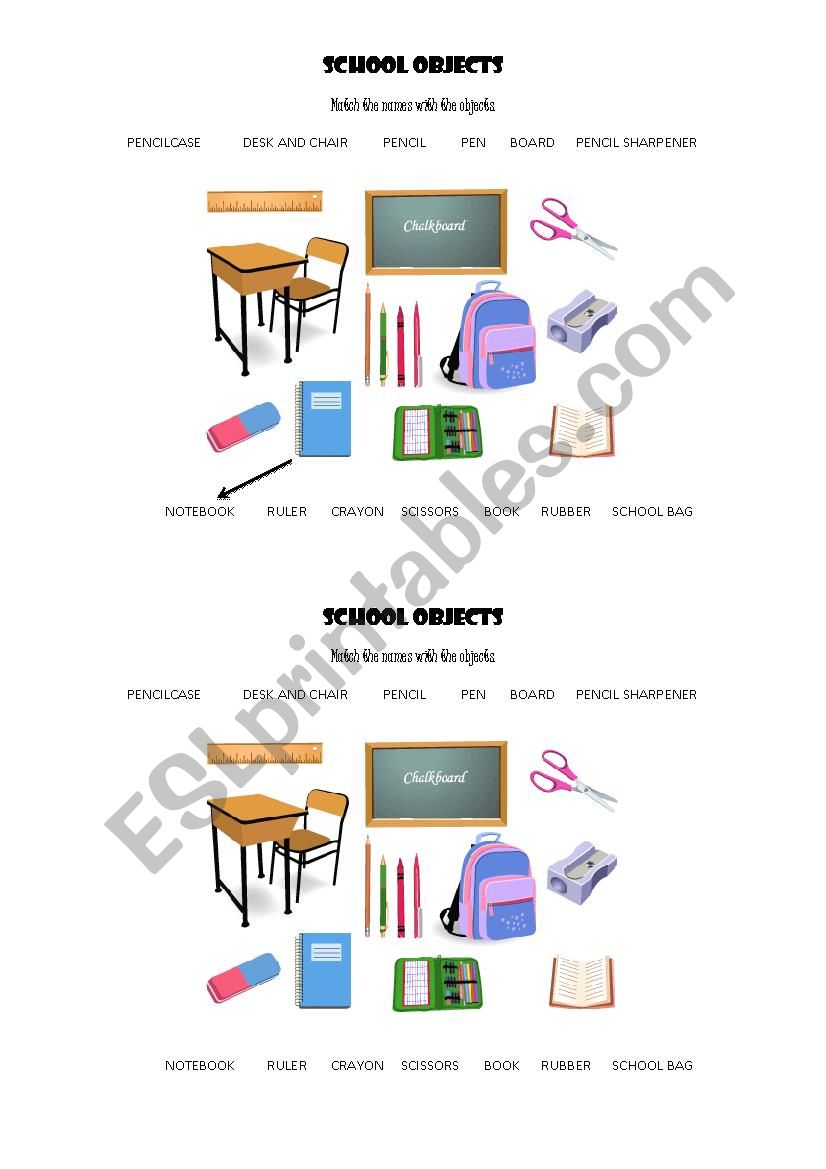 School Objects worksheet