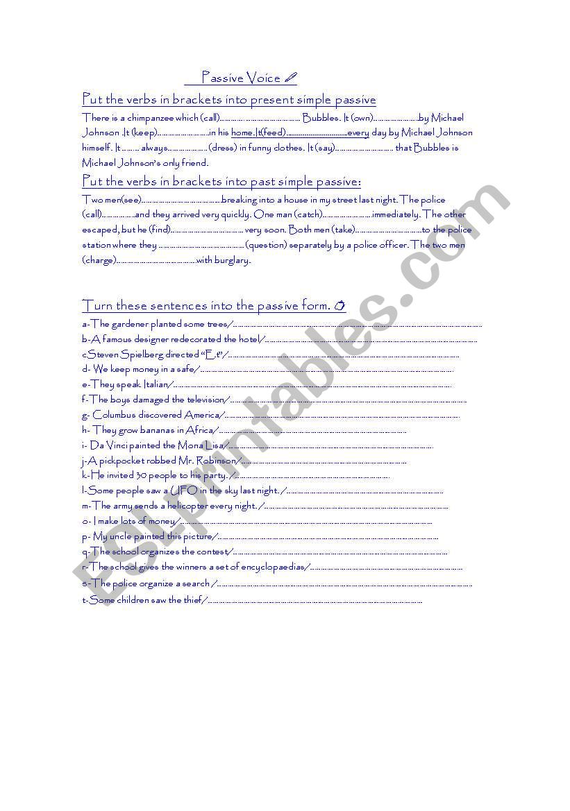 Passive Voice  worksheet