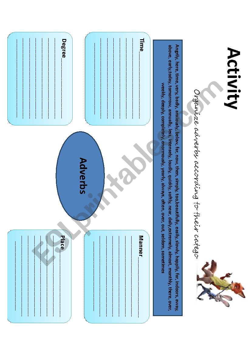 Adverbs activity worksheet