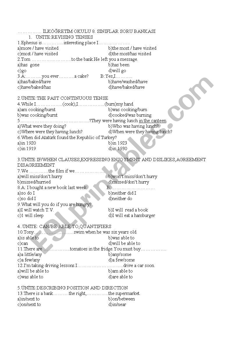 GENERAL TEST worksheet