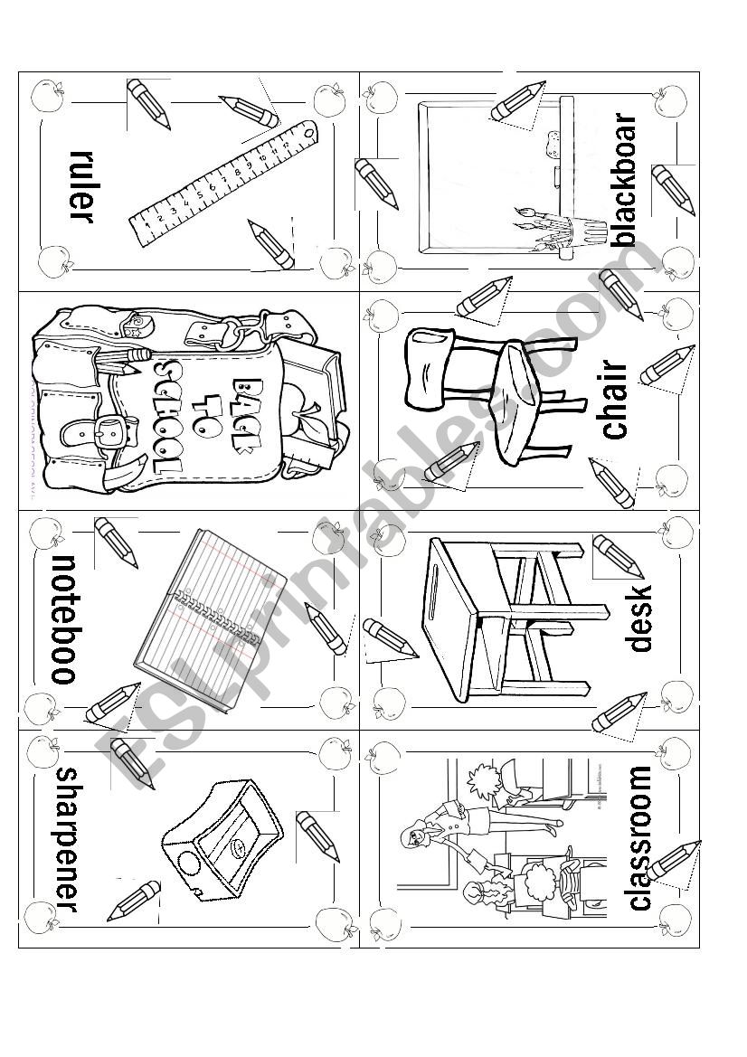 School supplies 2 minibook worksheet