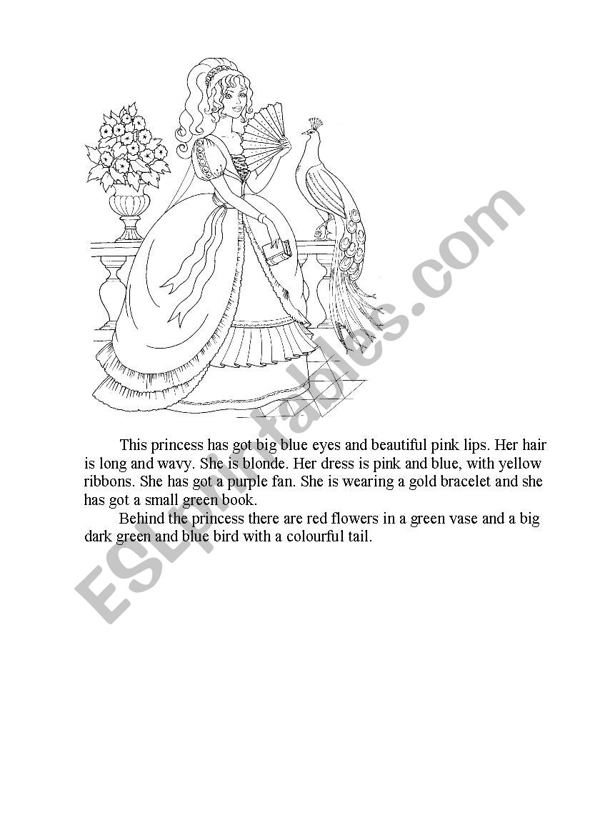 Colouring page (princess) worksheet