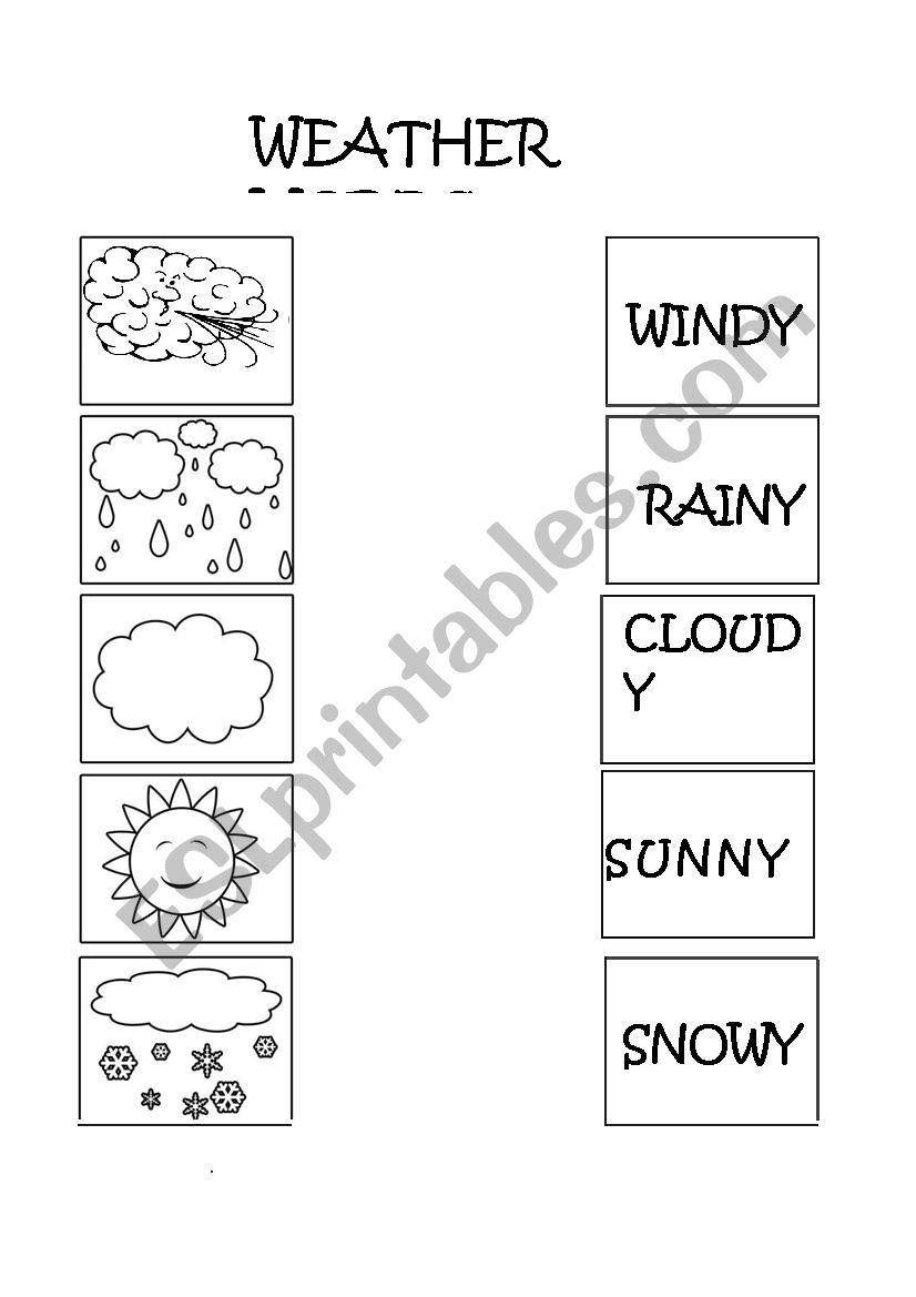 Weather Words Coloring Page worksheet