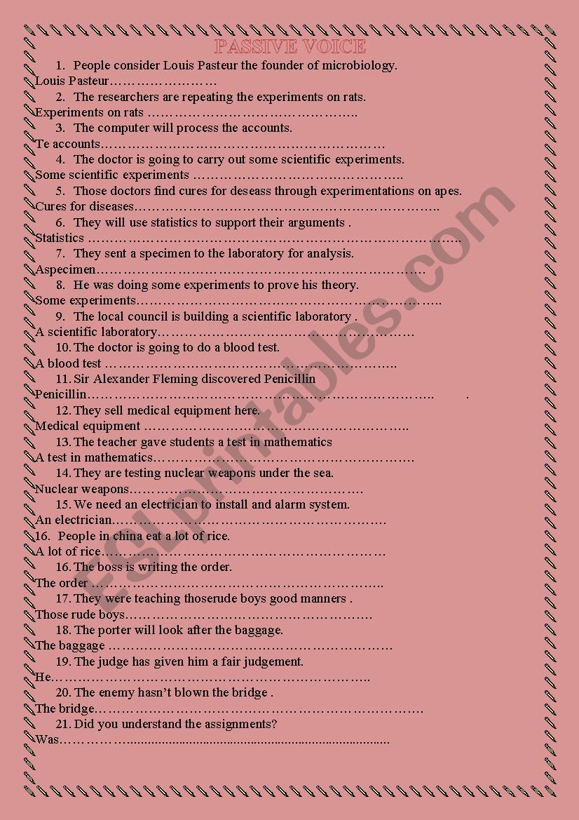 Passive voice worksheet