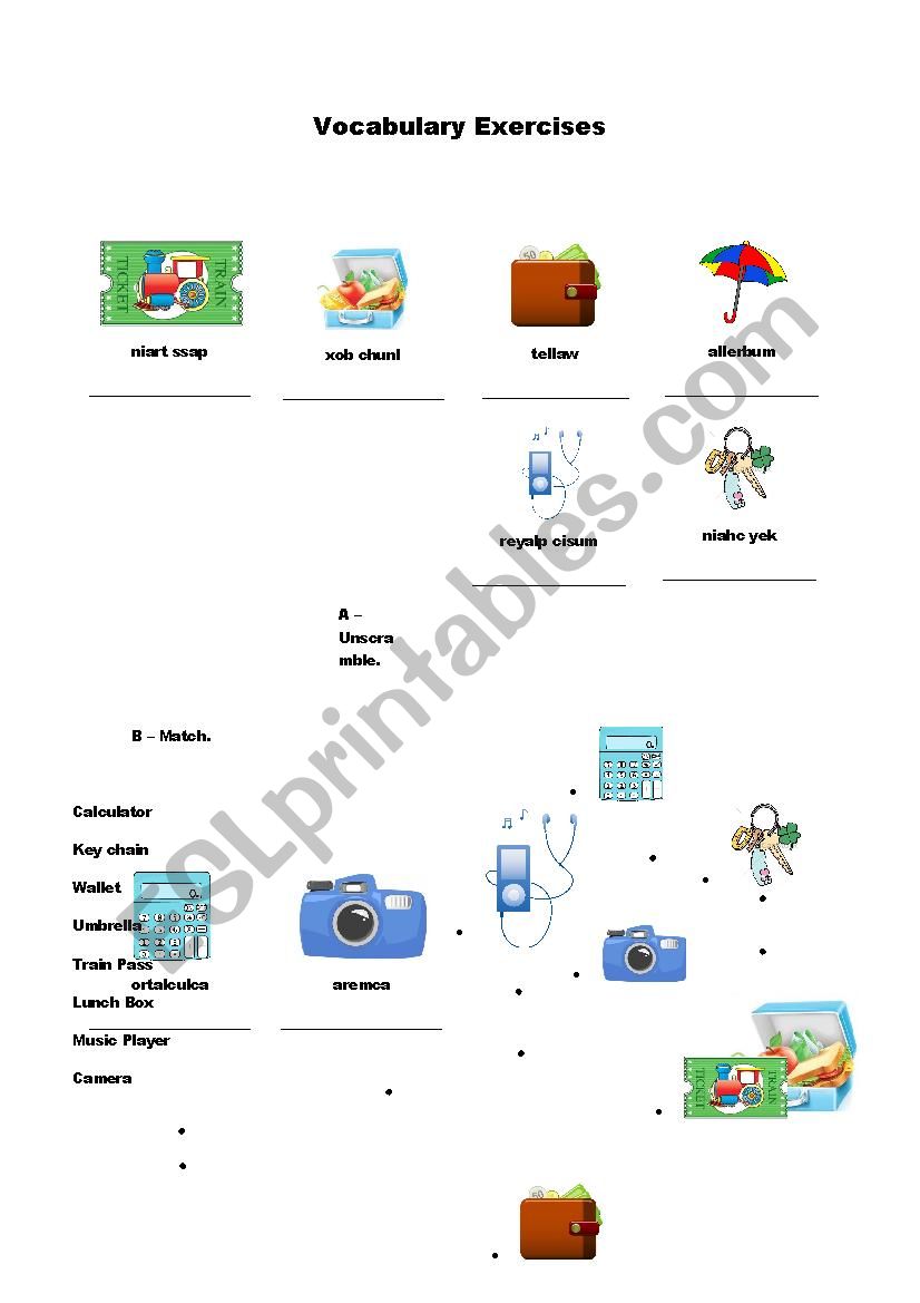 Vocabulary worksheet