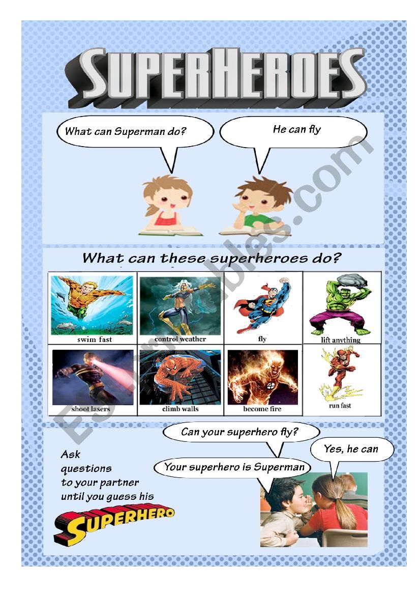 superheroes 2 worksheet