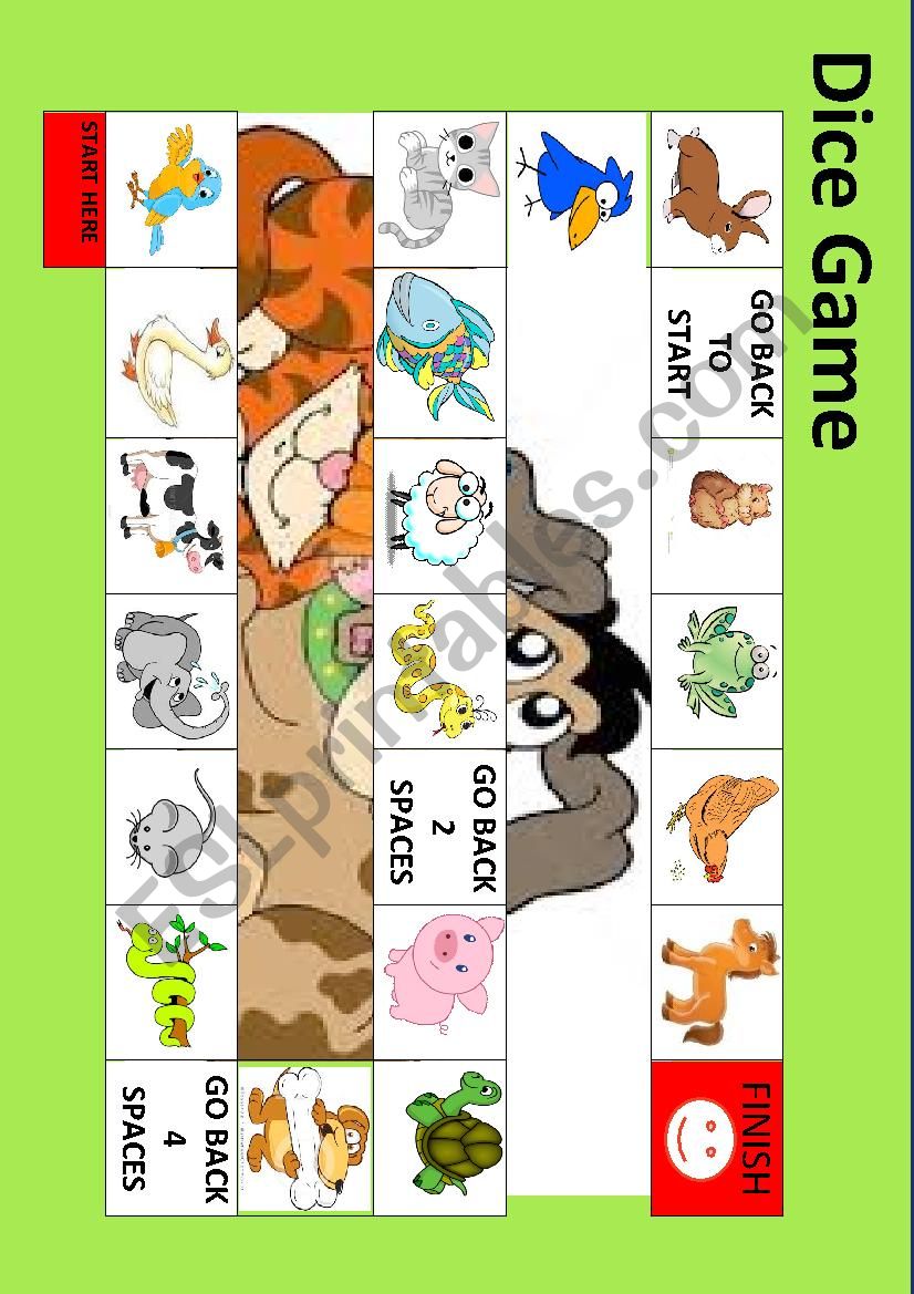 ANIMAL BOARD GAME worksheet