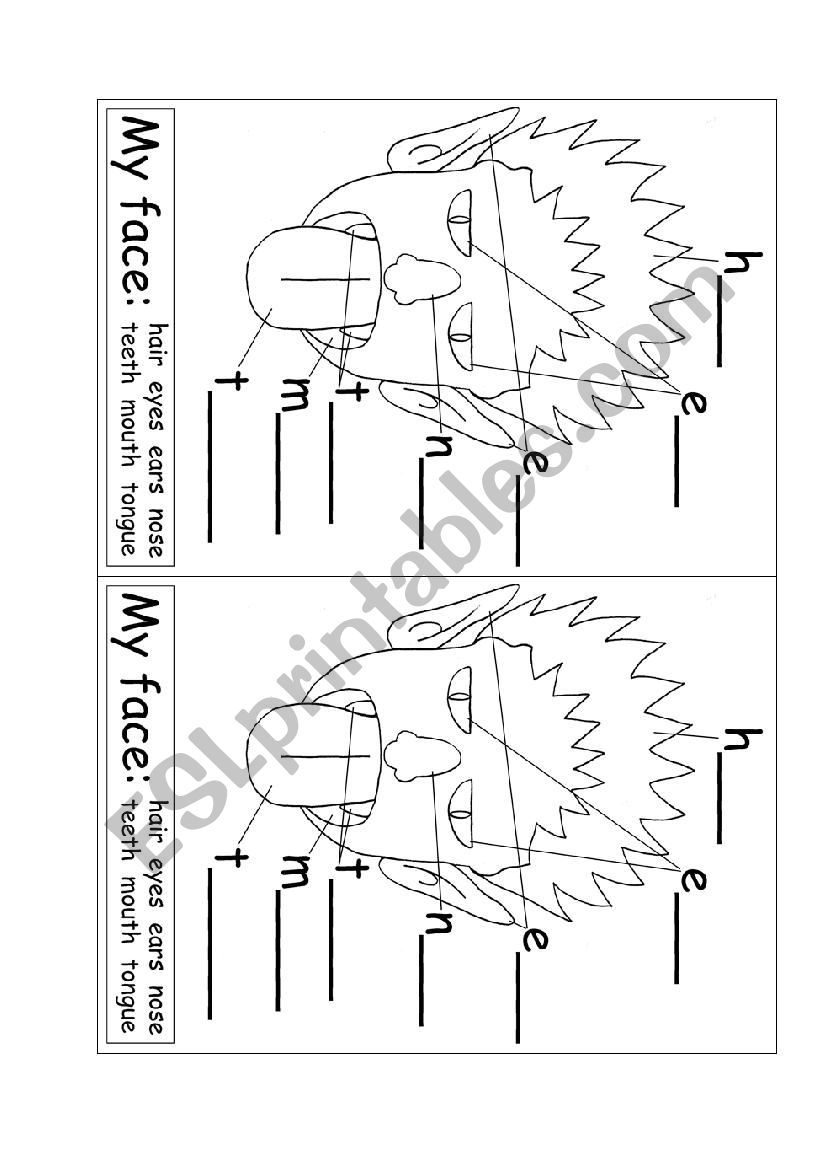 FACE PARTS worksheet