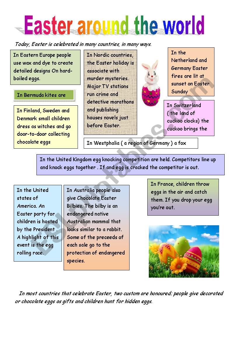 Easter around the world worksheet