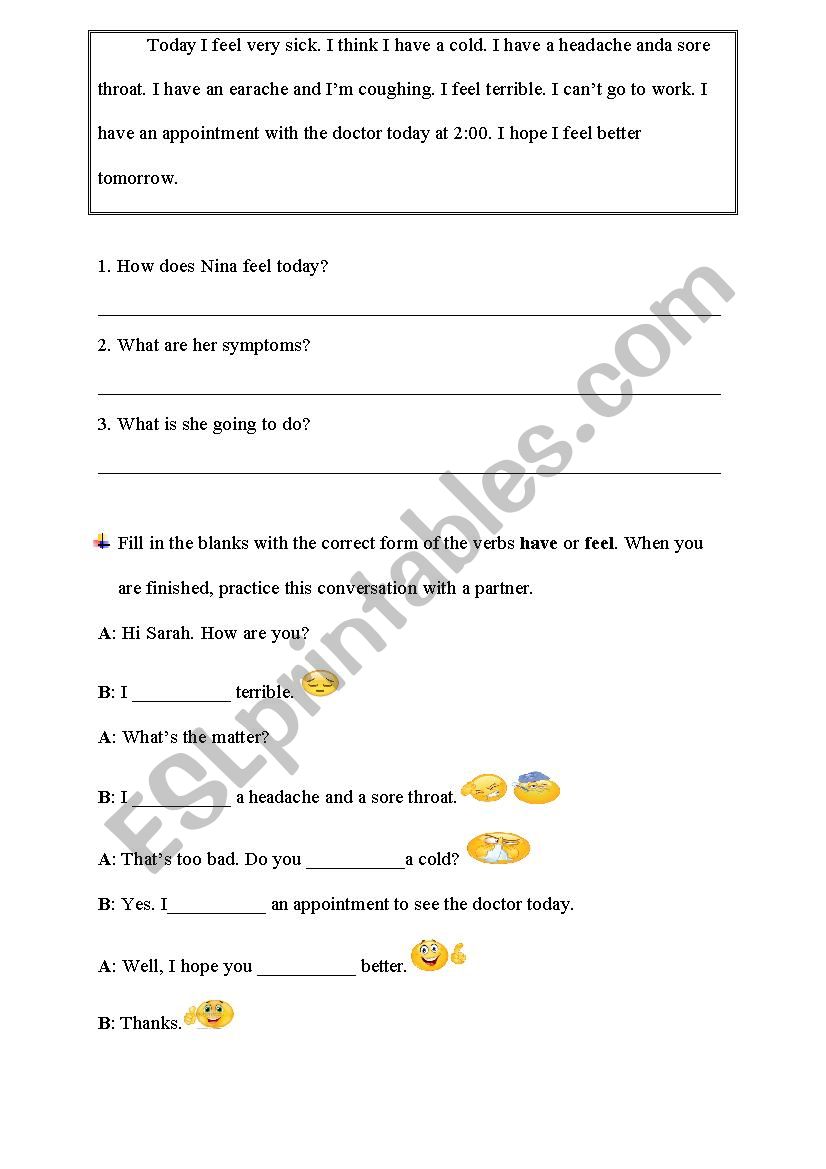 health worksheet