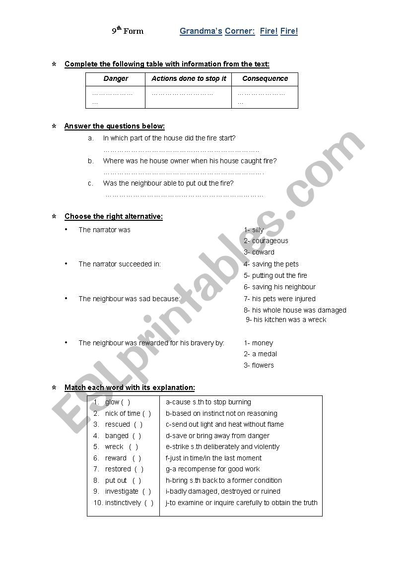  9f Grandmas corner: Fire Fire (module4)