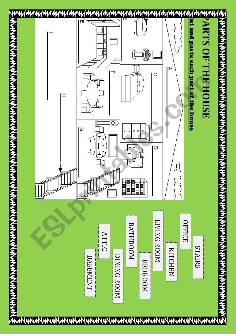 PARTS OF THE HOUSE worksheet