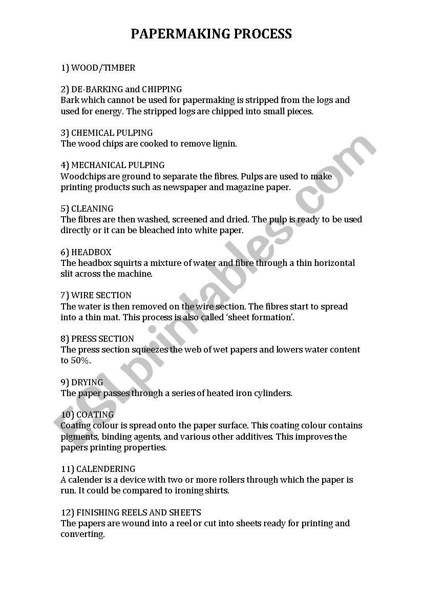 Papermaking Process
