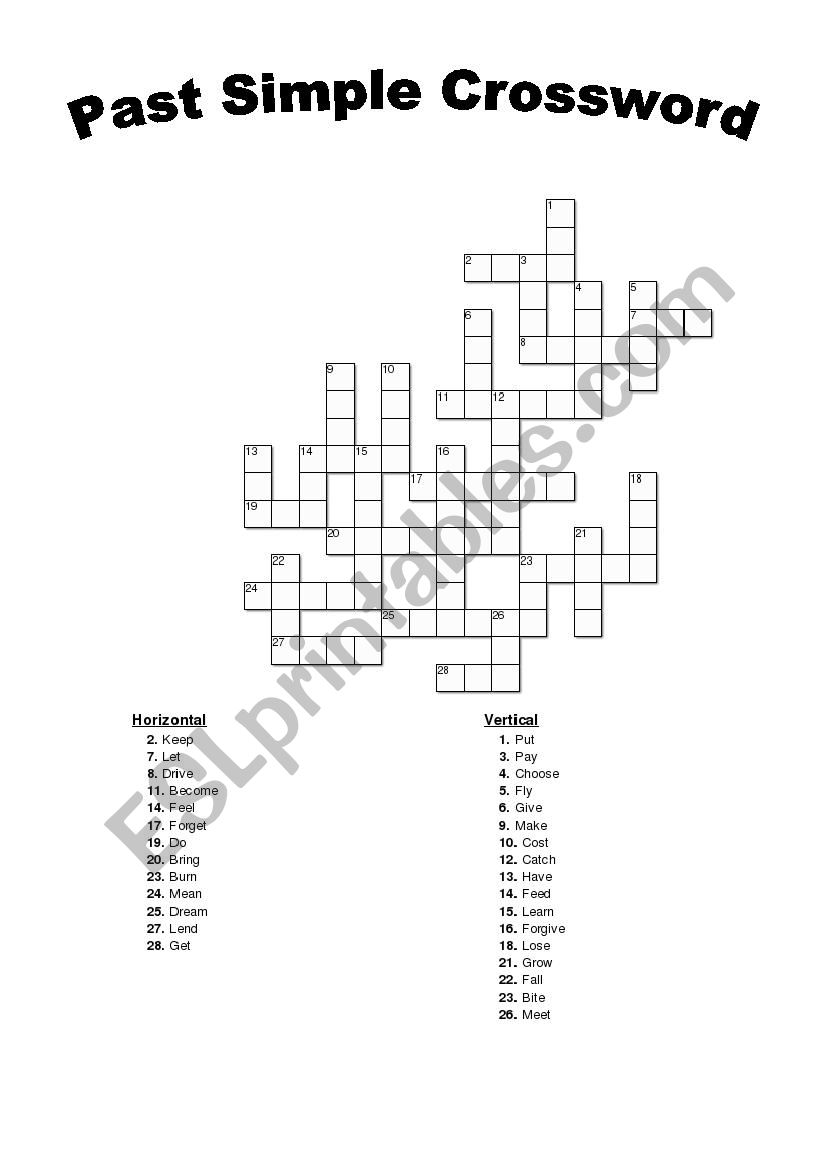 Past simple Crossword (irregular verbs)