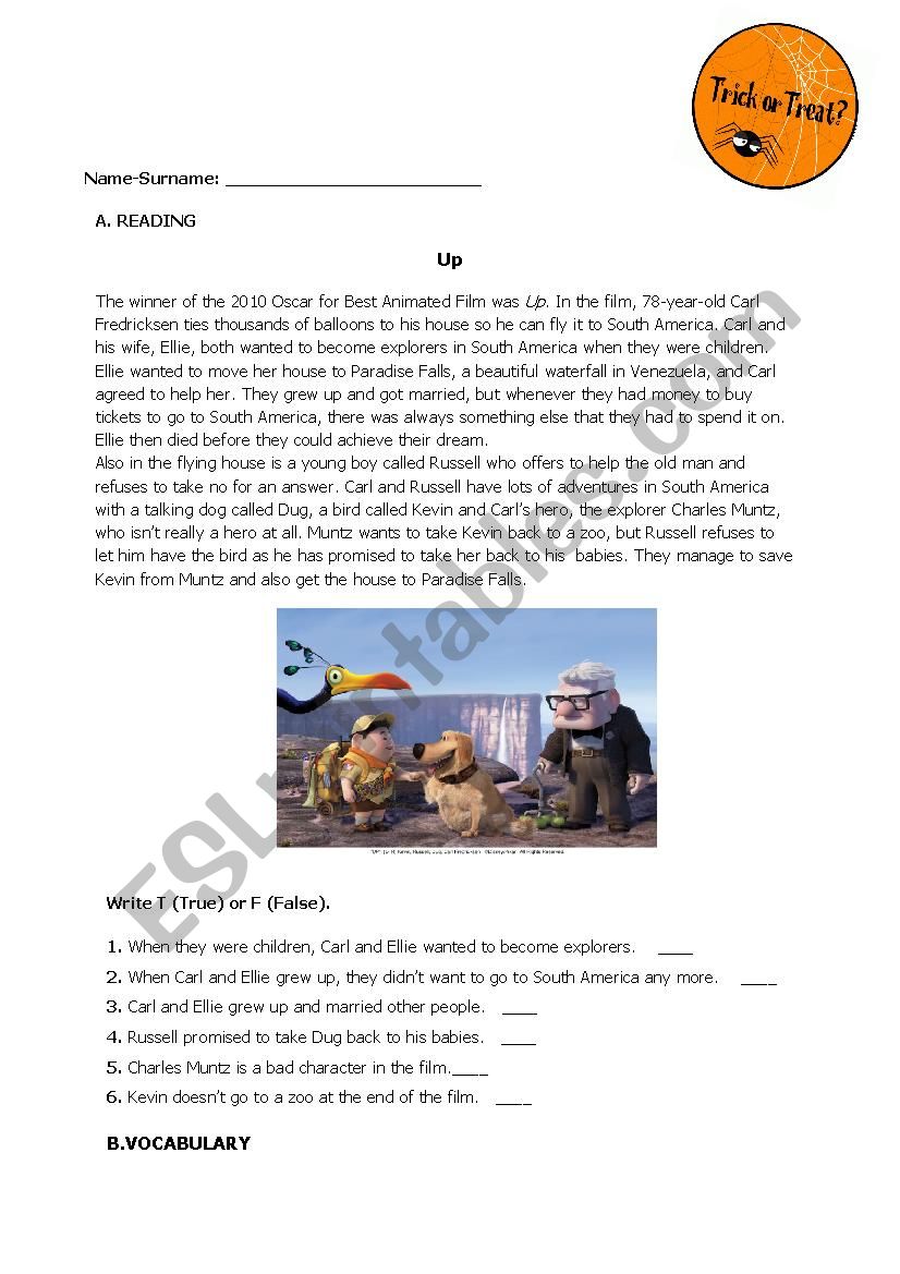 reading writing vocabulary worksheet