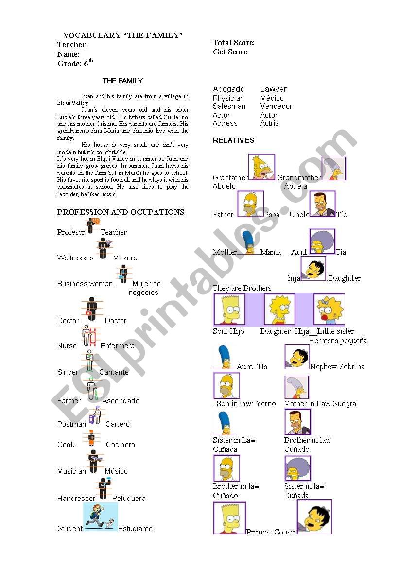 FAMILYÂ´S VOCABULARY worksheet