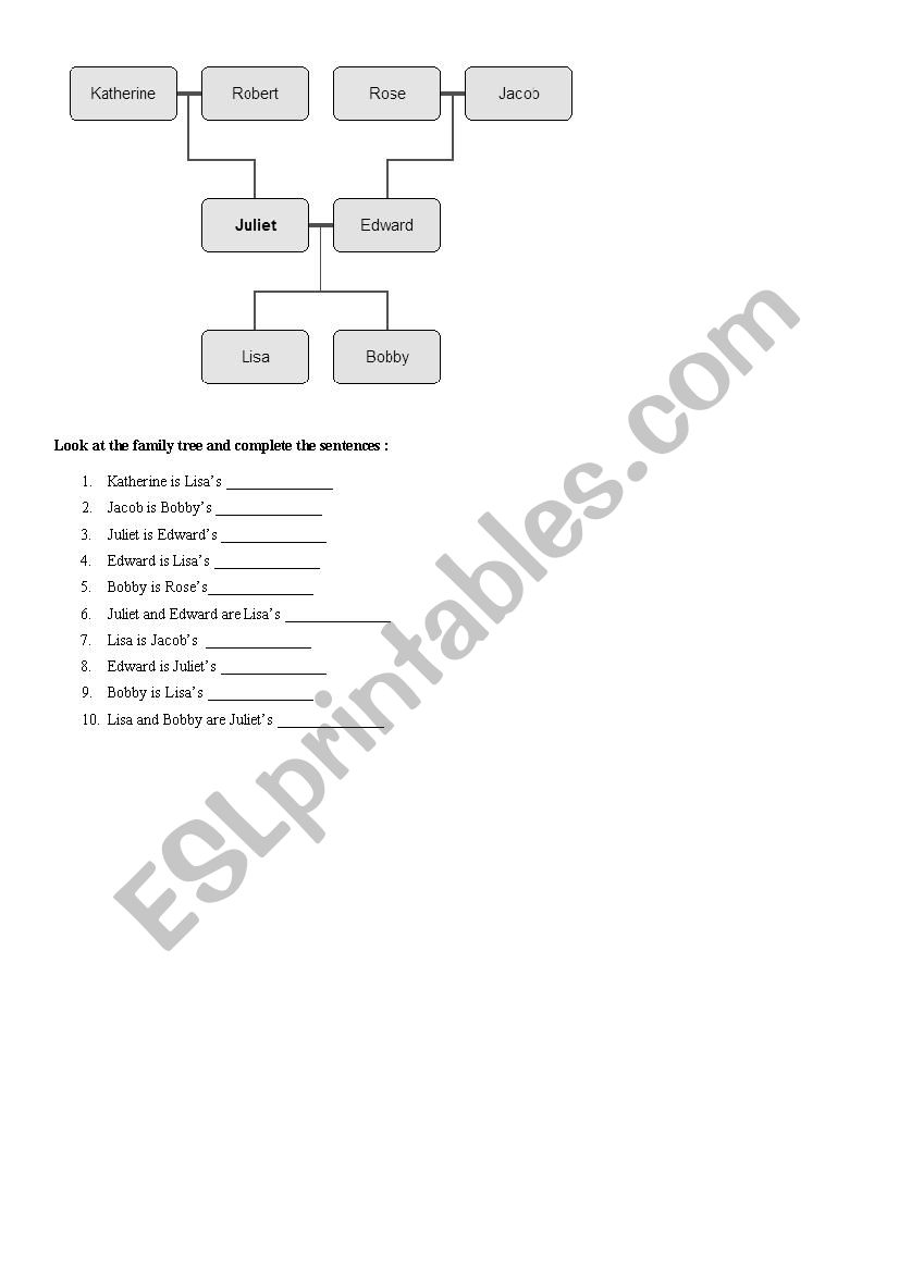 Family tree worksheet