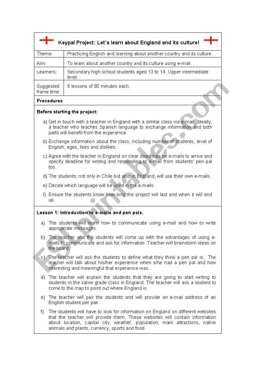 Key pal worksheet