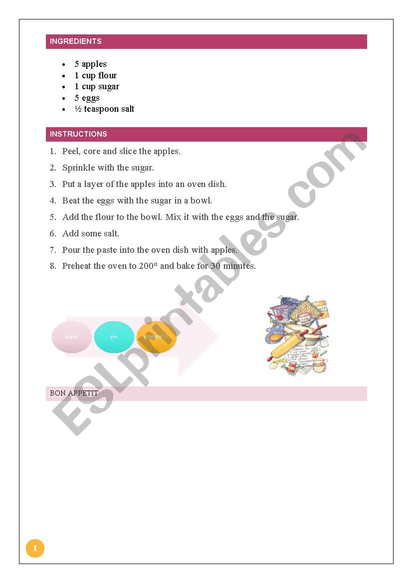 Recipe worksheet