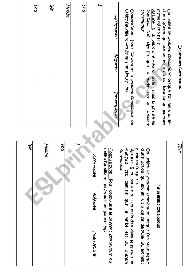 Present continuous rules worksheet