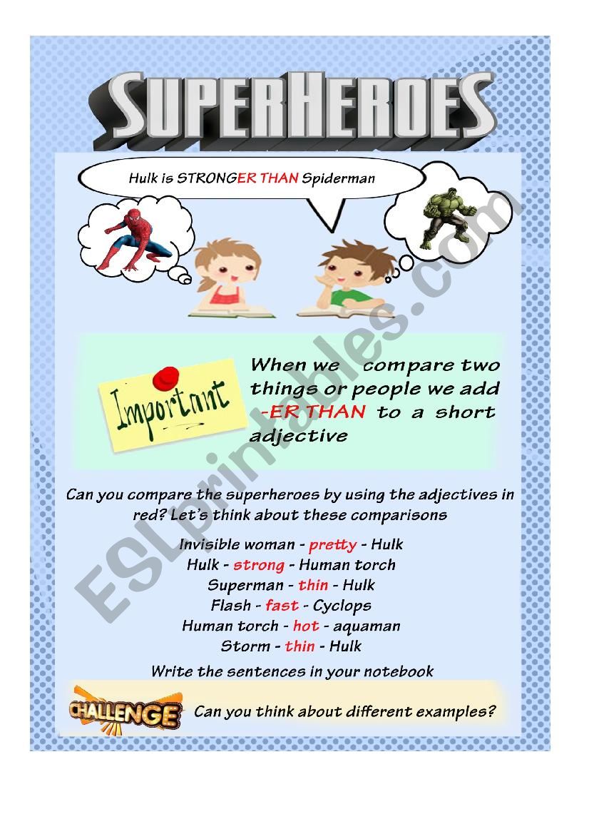 superheroes 3 worksheet