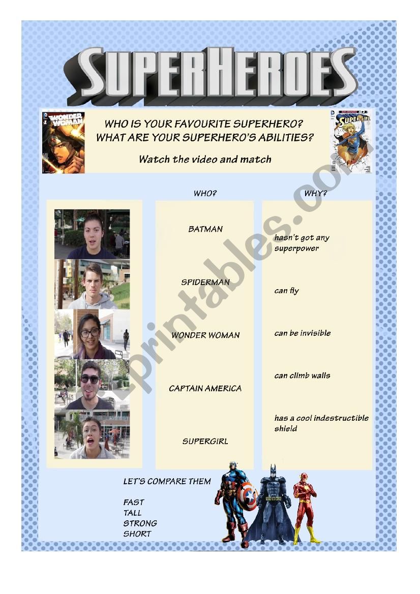 superheroes 4 worksheet
