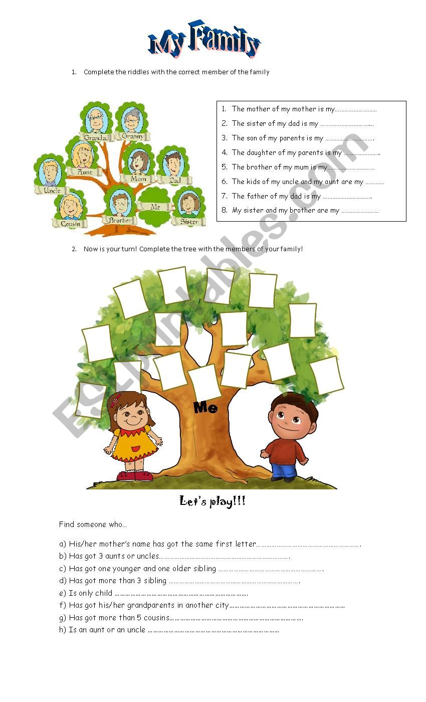 Family Tree worksheet