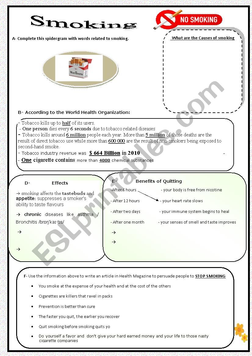 smoking worksheet