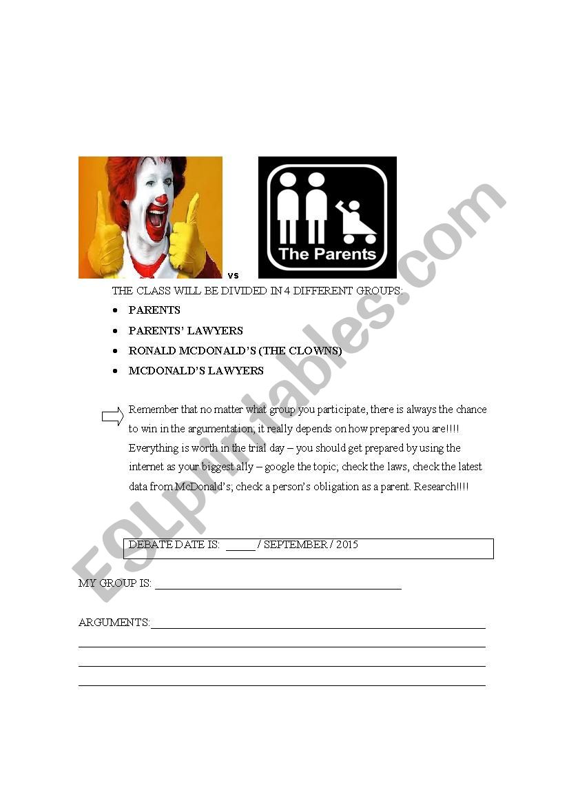 Super Size Me oral test worksheet