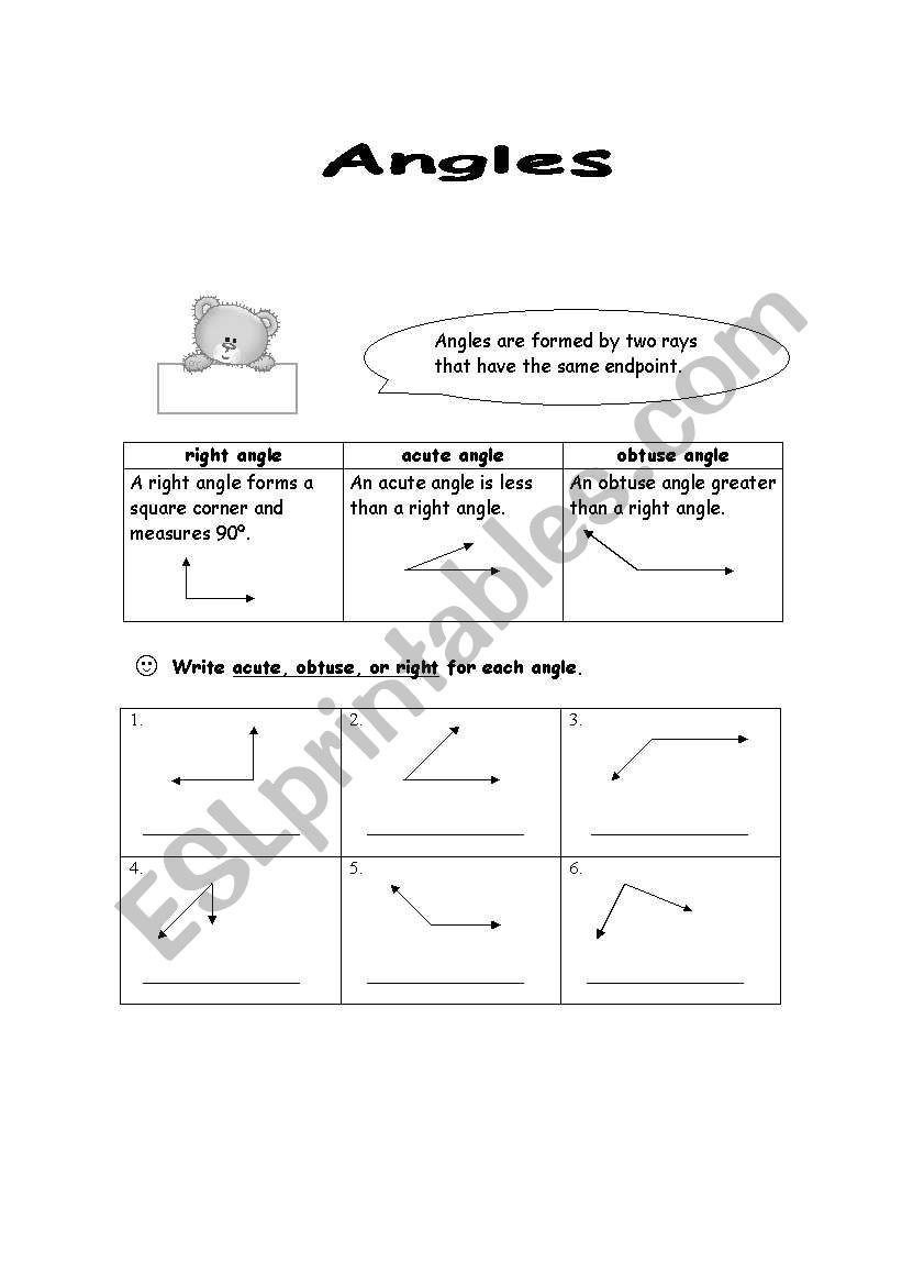 Angles worksheet