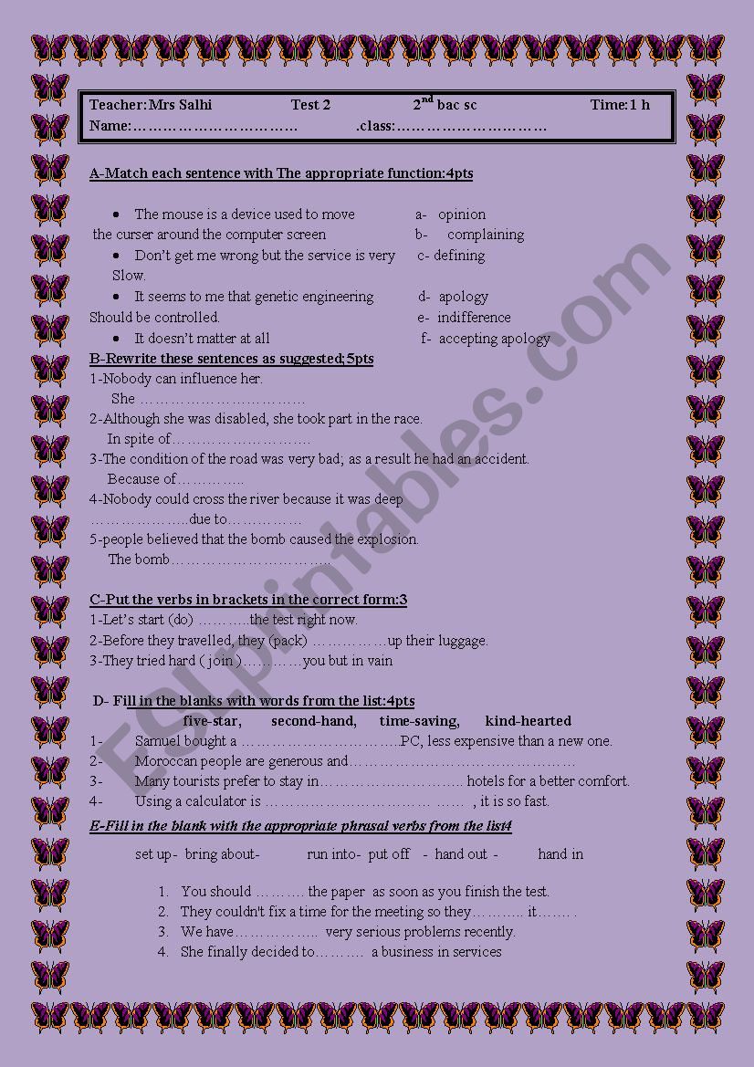 test1bac2 worksheet