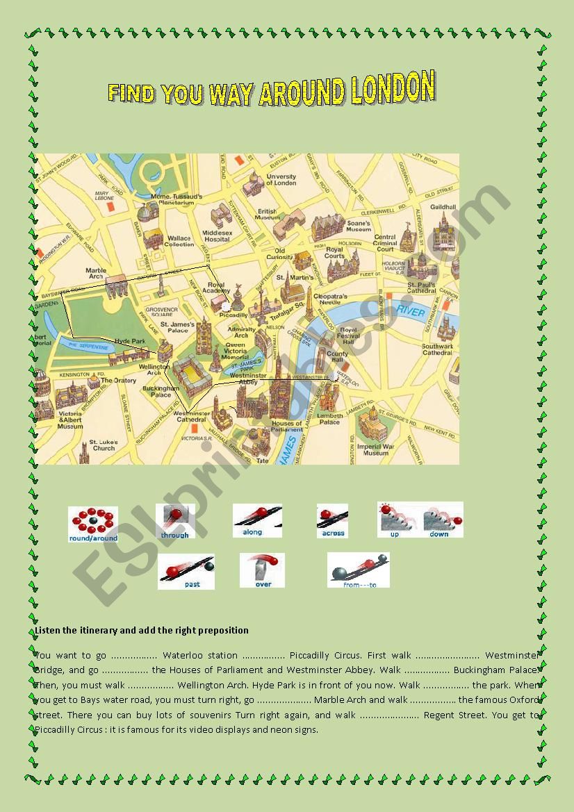 Find your way around London worksheet