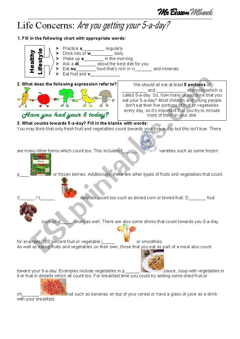 Are You Getting Your 5-a-day? worksheet