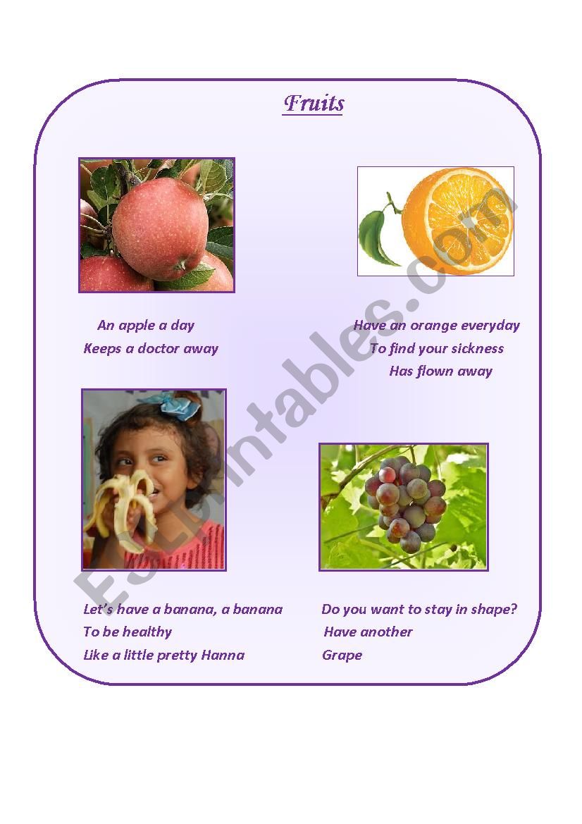 Fruits   worksheet