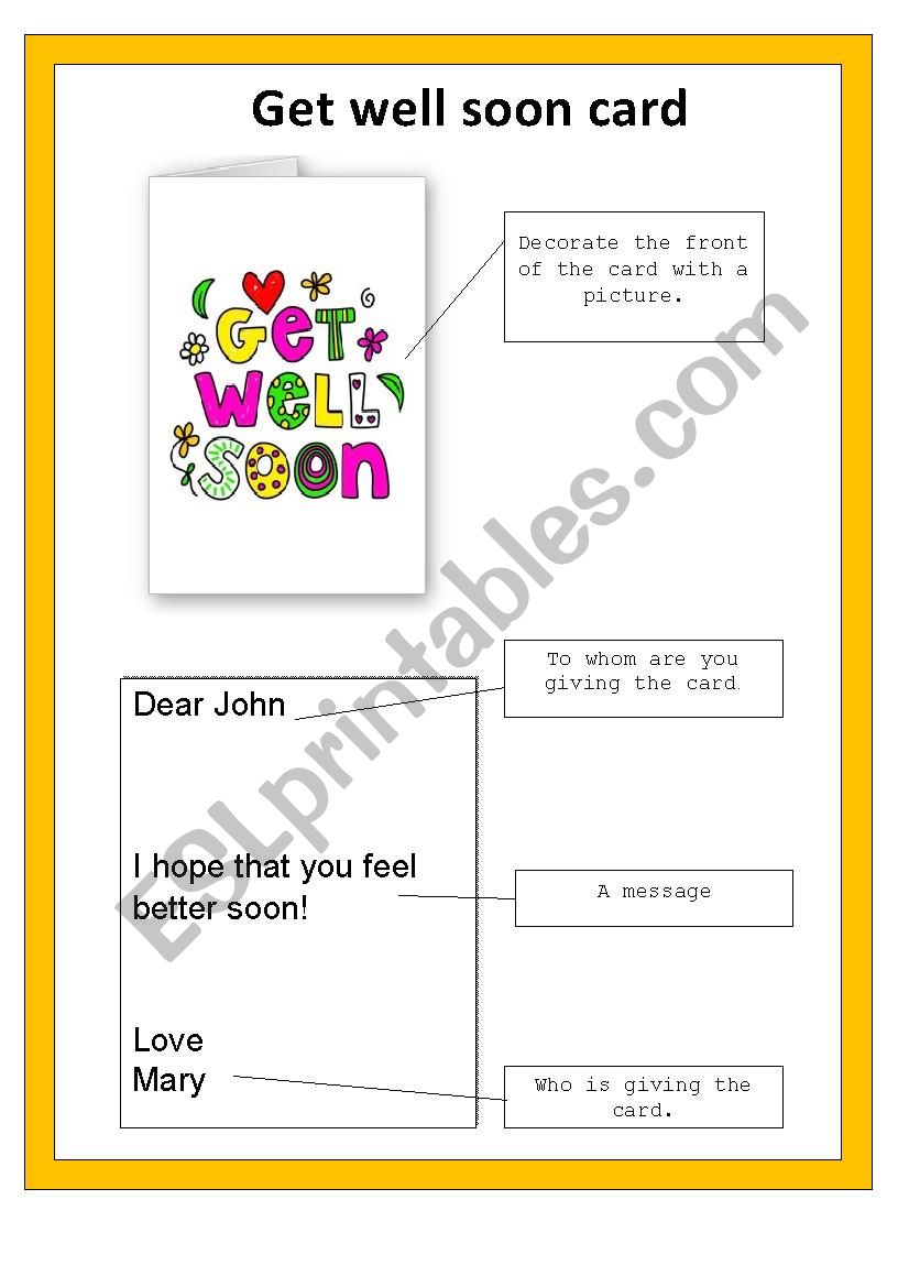 Get well soon card worksheet