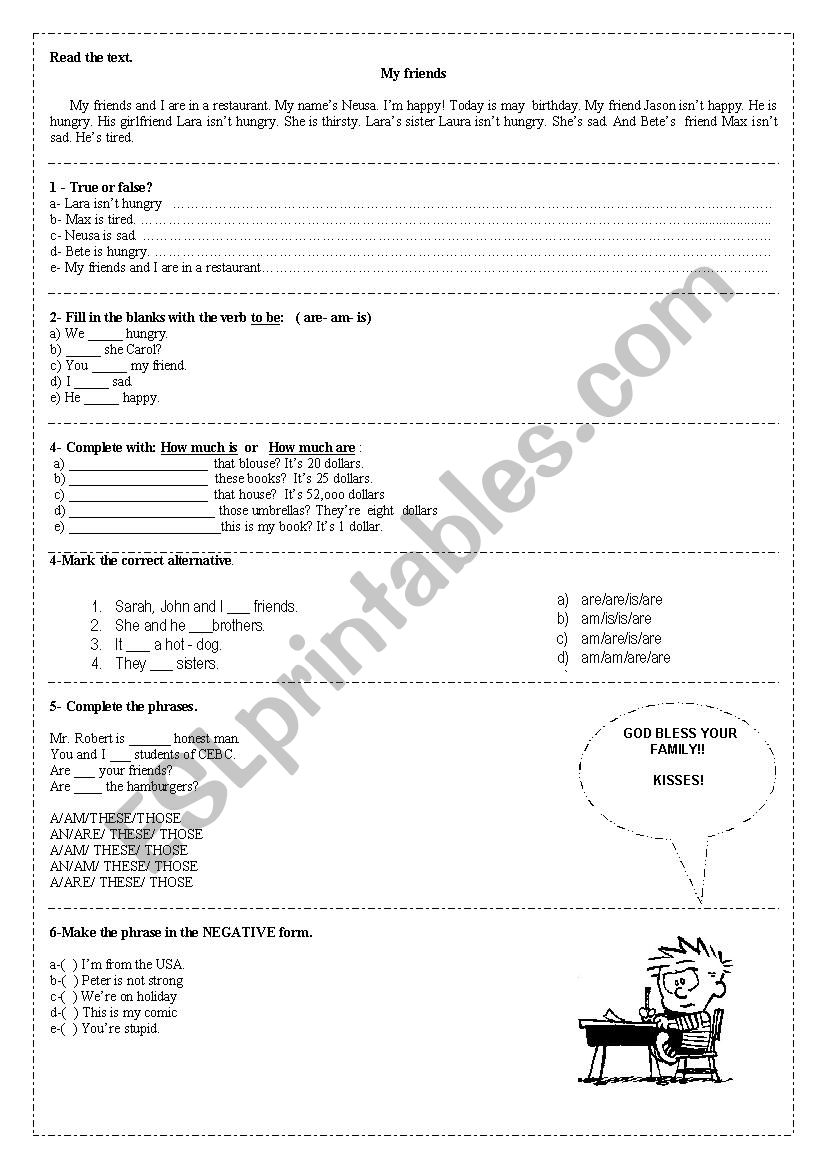 My friends  worksheet