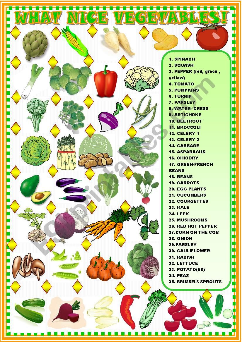 Vegetables: matching activty worksheet