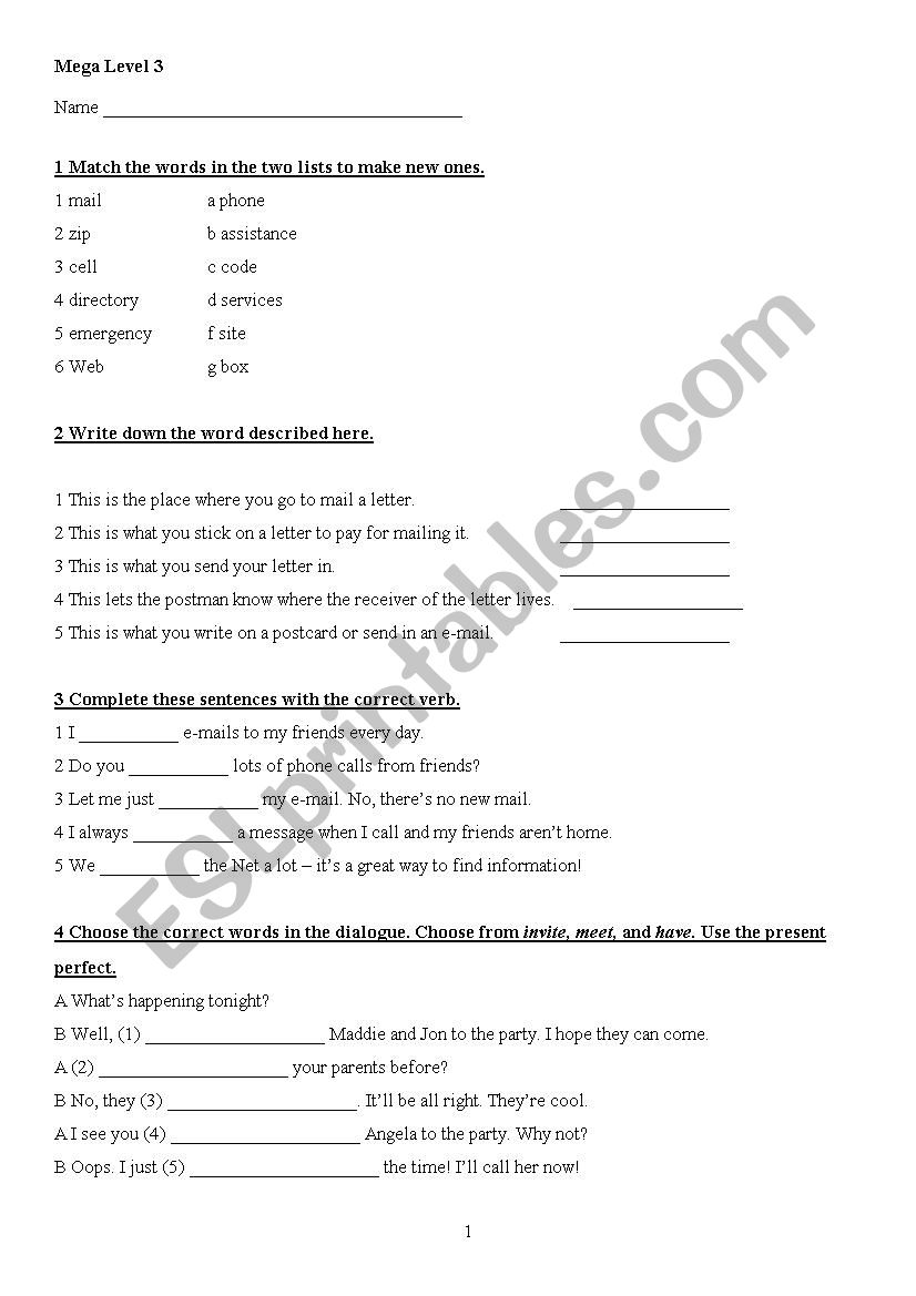 A Quiz for Intermediate Students