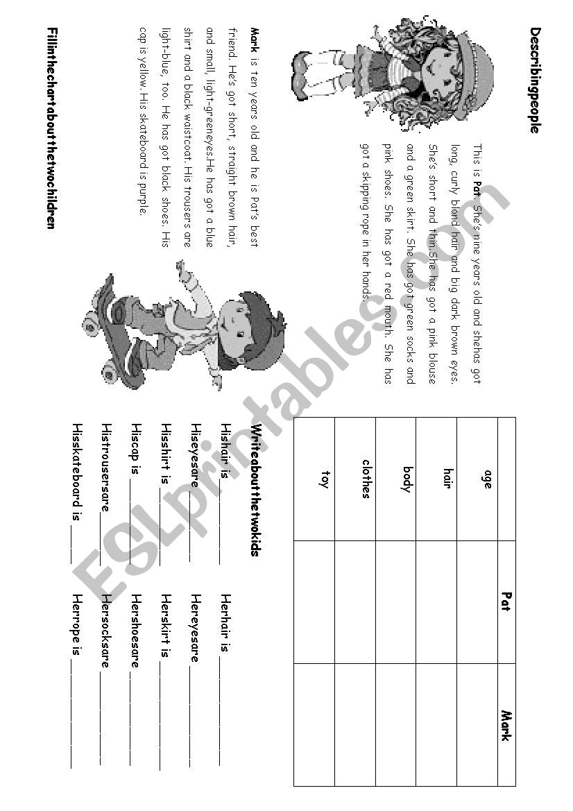 Descriping people worksheet