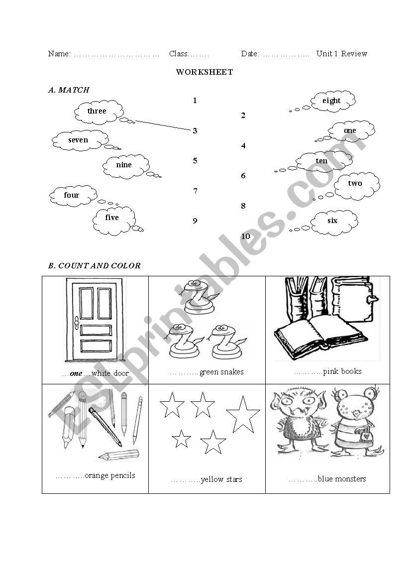 color and number worksheet