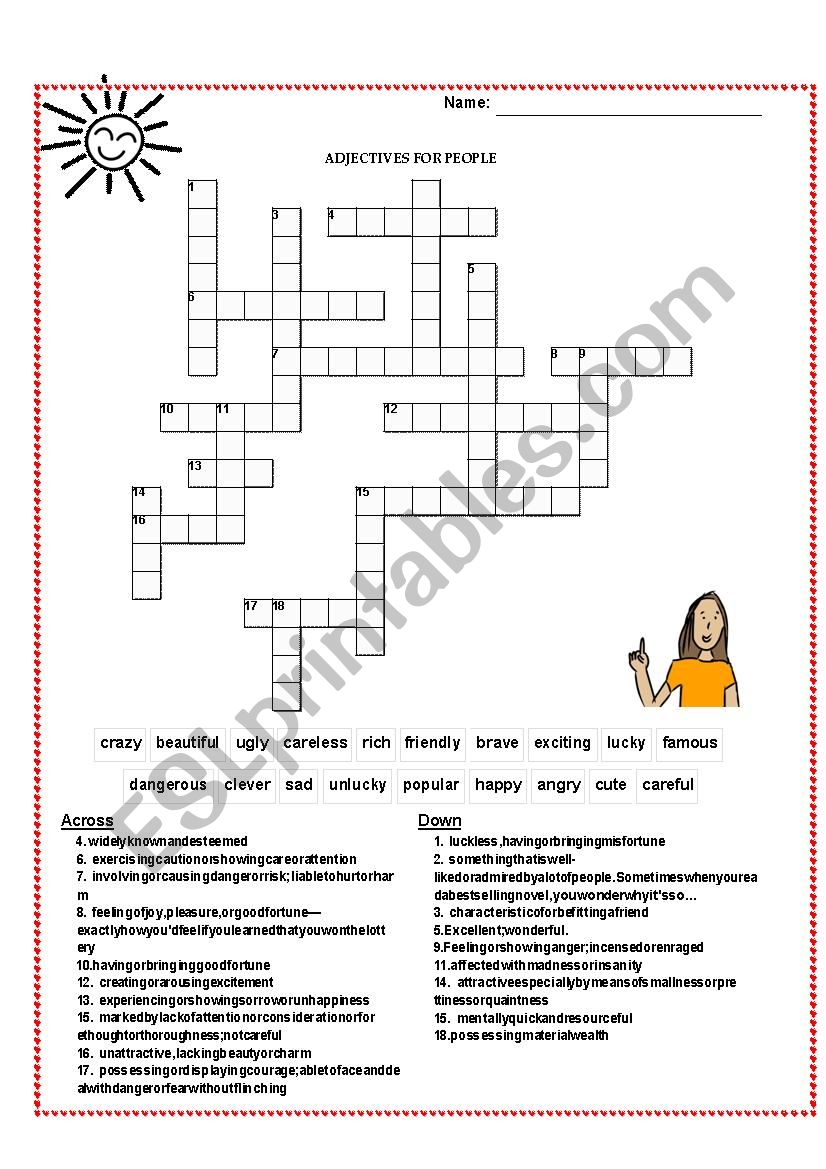 Adjectives for people worksheet