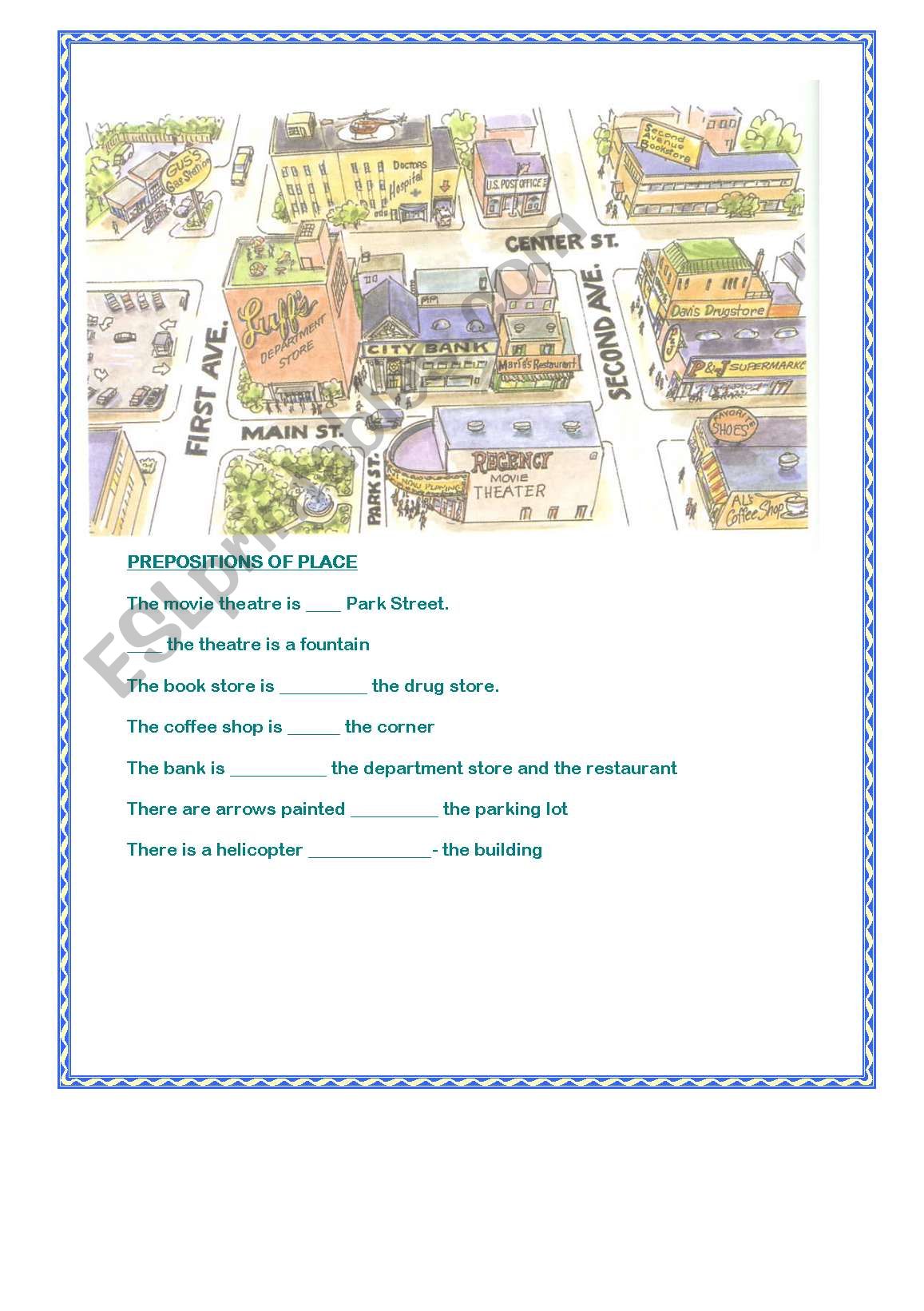 prepositions of place worksheet