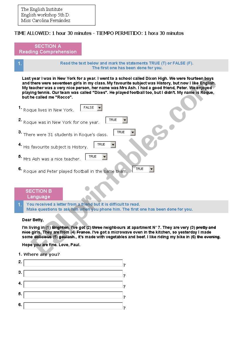 verb tenses worksheet