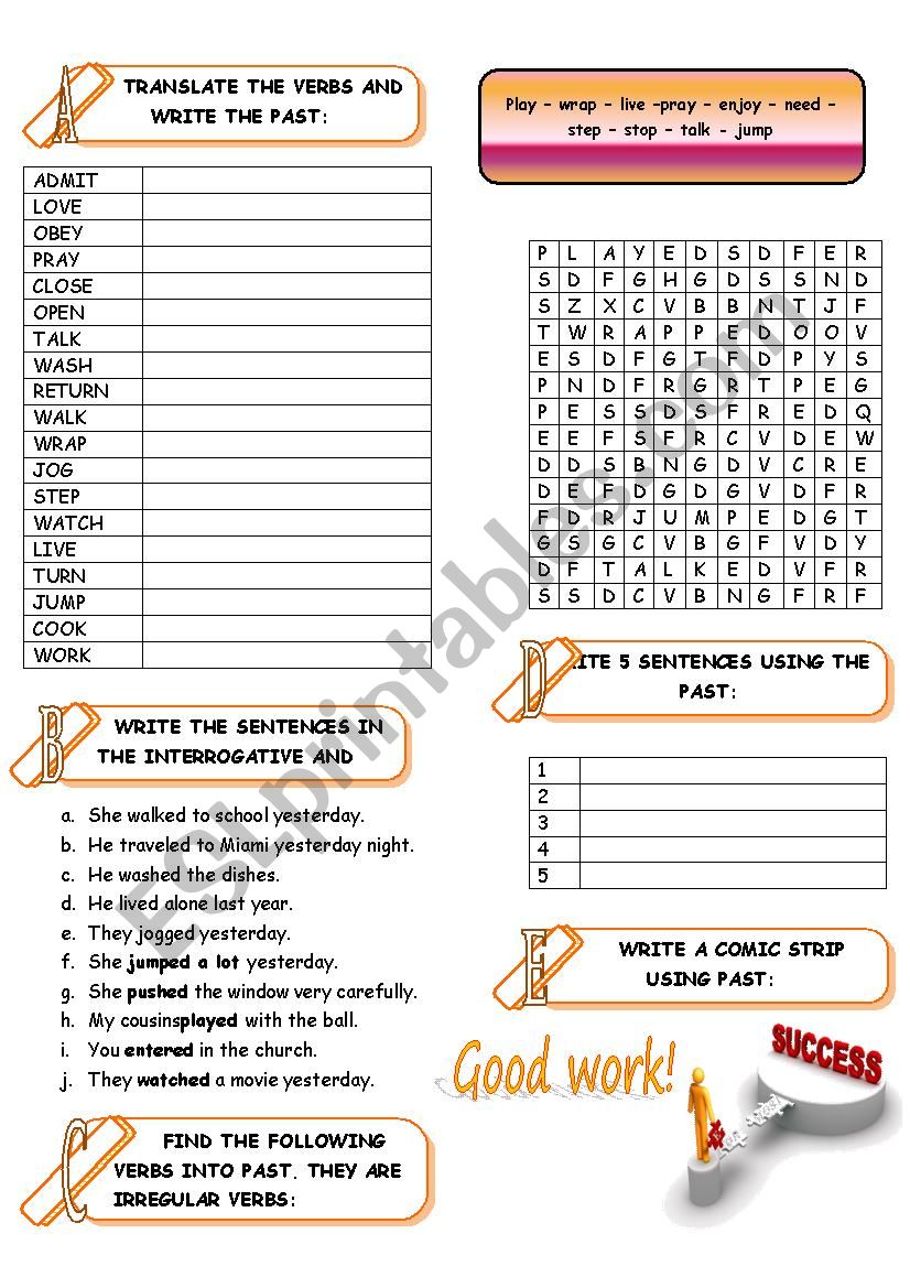 Regular verbs exercises worksheet