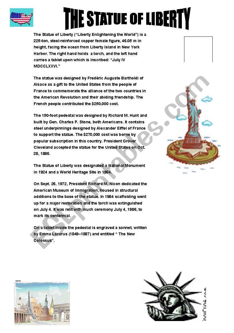 THE STATUE OF LIBERTY worksheet