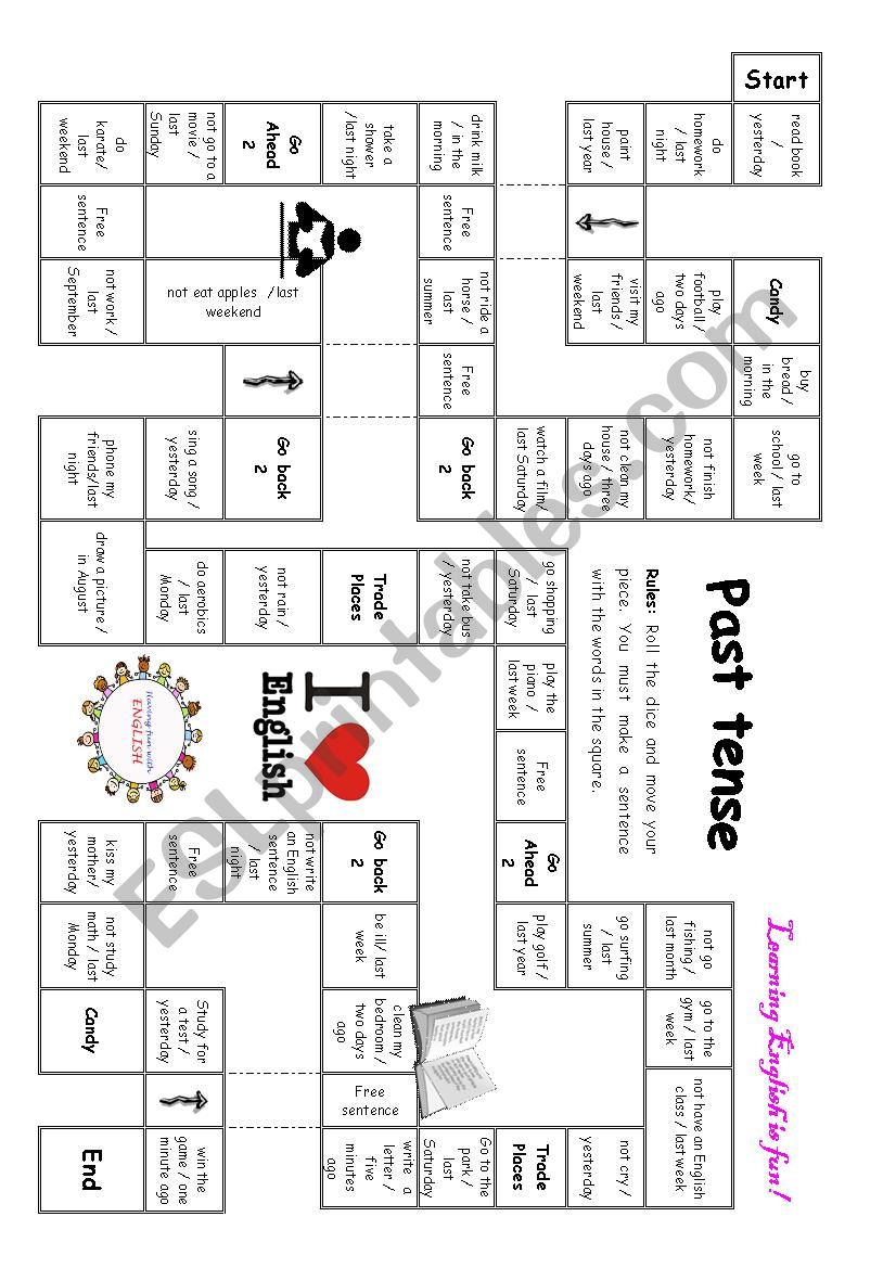 Past Tense Board Game worksheet