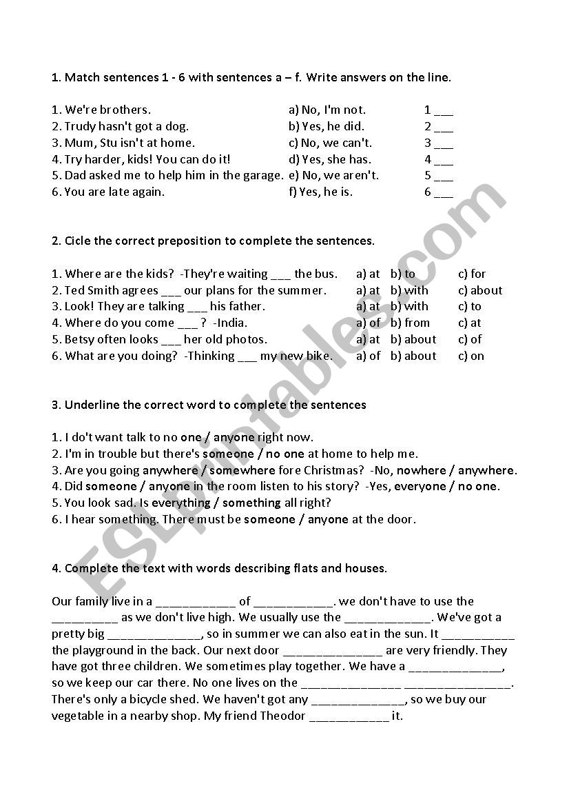 messsages 4 worksheet